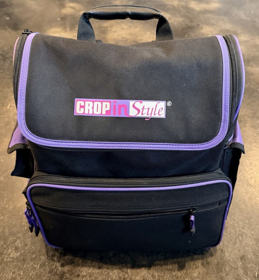 Crop In Style Scrapbooking Backpack Crafting Organizer Black/Purple Bag